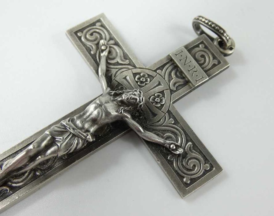 UNIKAT SREBRO pektorał KRZYŻ krzyżyk krucyfiks 9,2 cm 31,6 gram JEZUS