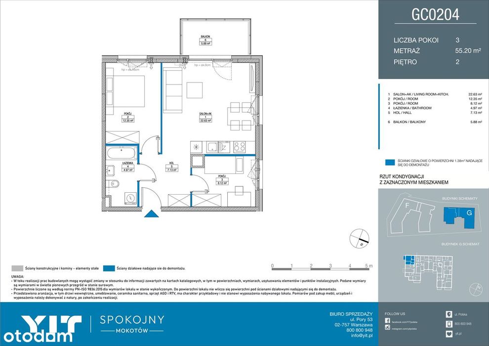 3-pokojowe mieszkanie 55 m² + balkon Bez Prowizji - Widok 2