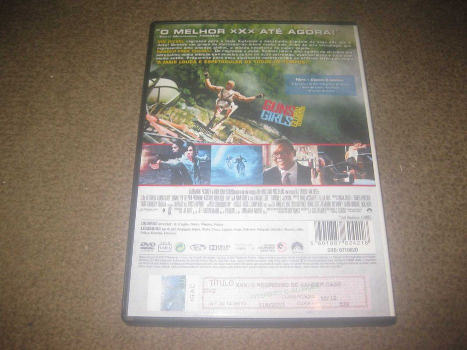 DVD "xXx: O Regresso de Xander Cage" com Vin Diesel