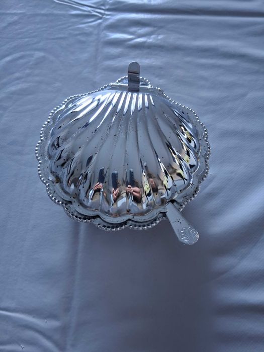 Açucareiro em Inox e Vidro com Doceira e Manteigueira