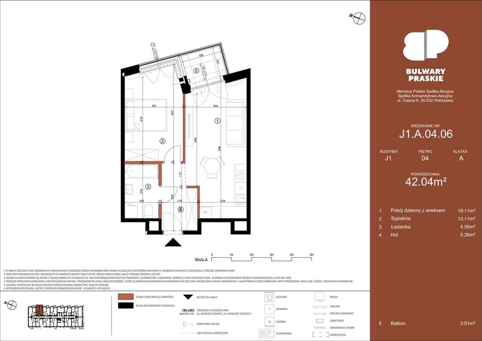 2-pokojowe mieszkanie 42m2 + balkon Bez Prowizji