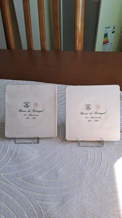 Placas da Vista Alegre comemorativa do 140º aniversário Banco de Portu