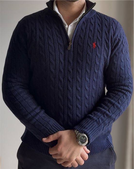 Camisola de malha premium com fecho