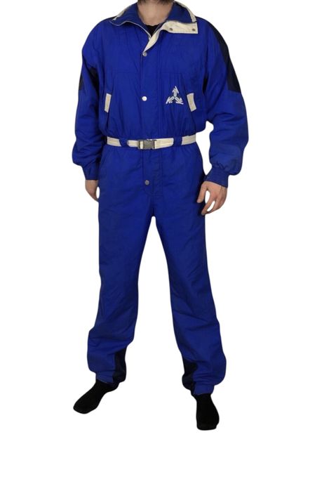 Niebieski jednoczęściowy męski kombinezon narciarski na narty deskę XL