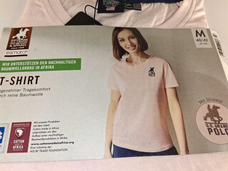 A091 Esmara T-Shirt Damski Różowy US Grand Polo Rozmiar M 40/42