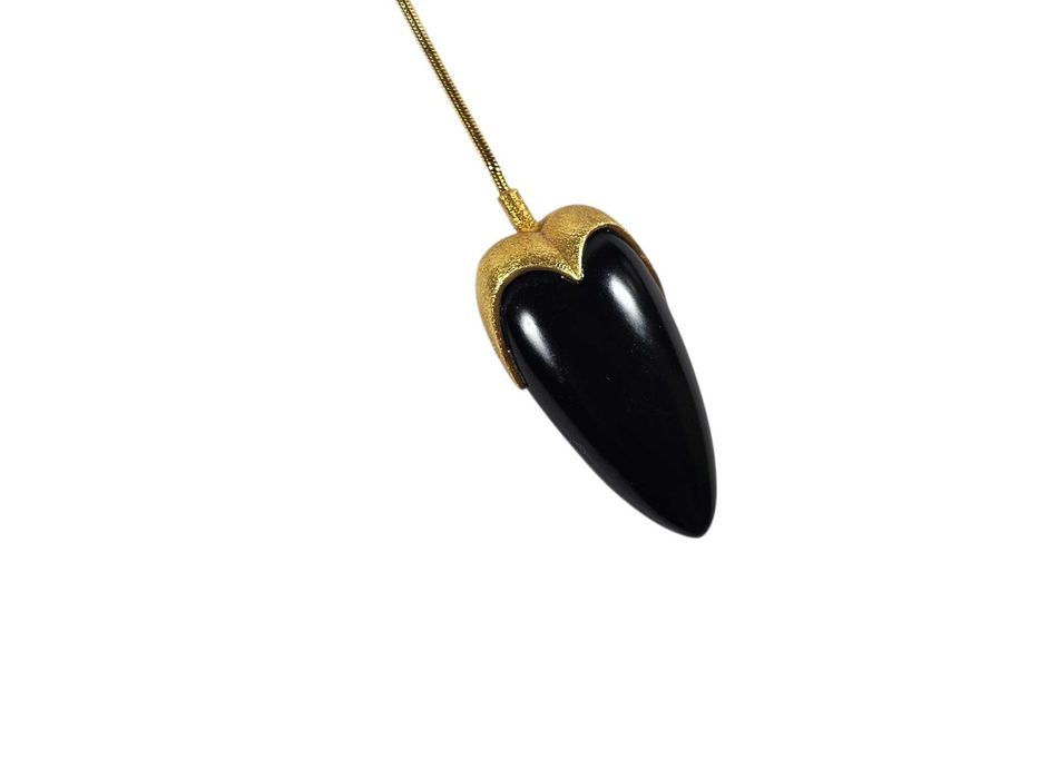 Niesamowity złoty naszyjnik z onyksem 585 - 44cm - 17,50g