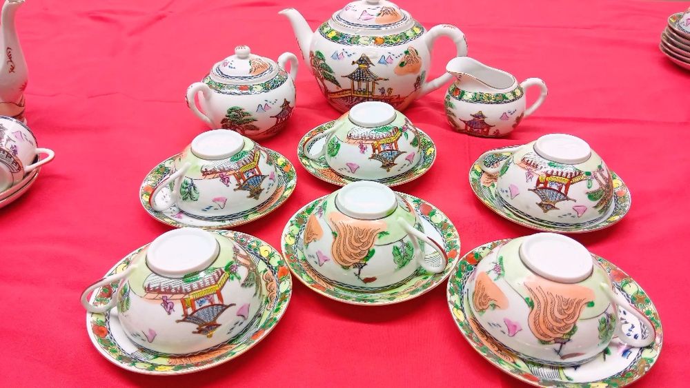 Serviço de chá porcelana de Macau