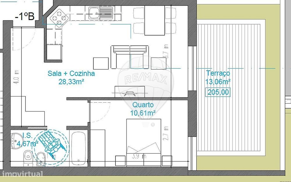 Apartamento T1 para venda