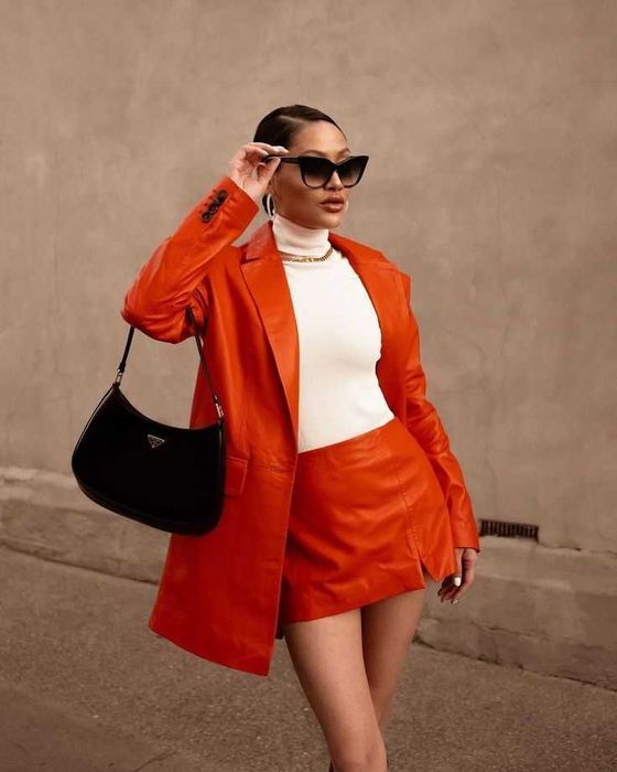 Karen Millen Новый кожаный блейзер жакет пиджак UK 10 оригинал красный