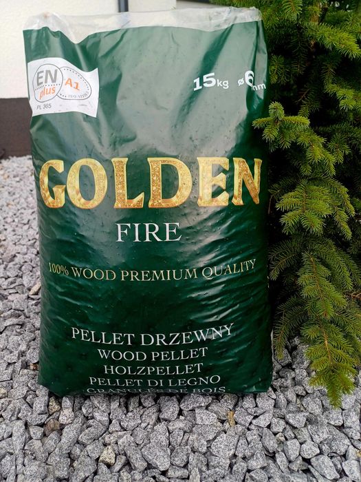 Pellet GOLDEN FIRE 6mm Certyfikowany A1 EN PLUS, Dostawa Gratis