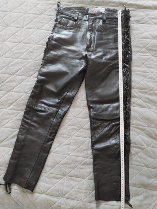 Шкіряні штани зі шнурівкою