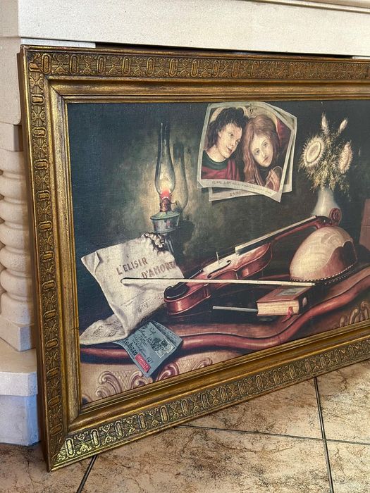 Pintura a óleo com moldura vintage