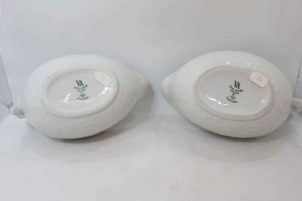 Par Floreiras Cachepot Cisne Porcelana Moldada Vista Alegre 1971 17 cm