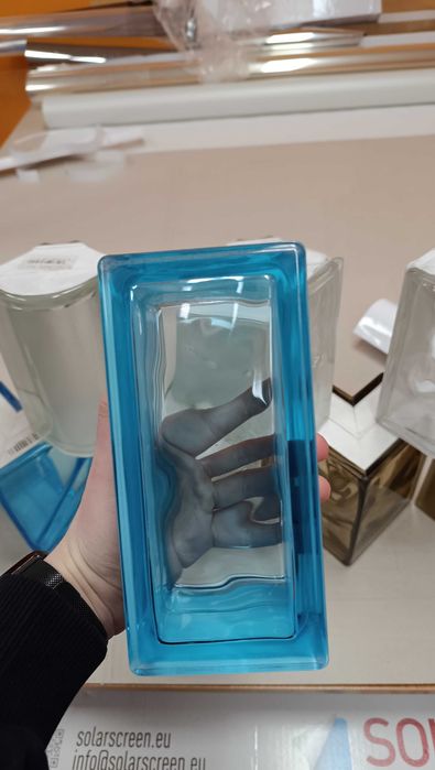 Luksfer - Pustak Szklany - Niebieski - 19x8x8cm Połówka