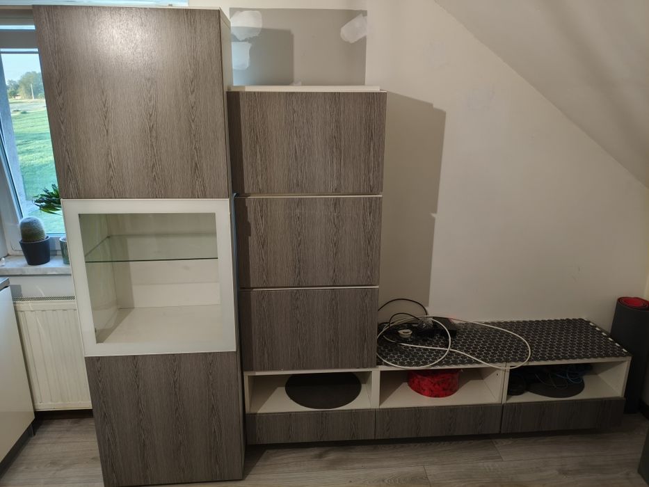 Meble modułowe Ikea, komplet, salon, RTV szafki, szafka szklana, IKEA BESTÅ