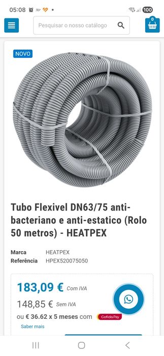 Tubo para cinduta de ar VMC.