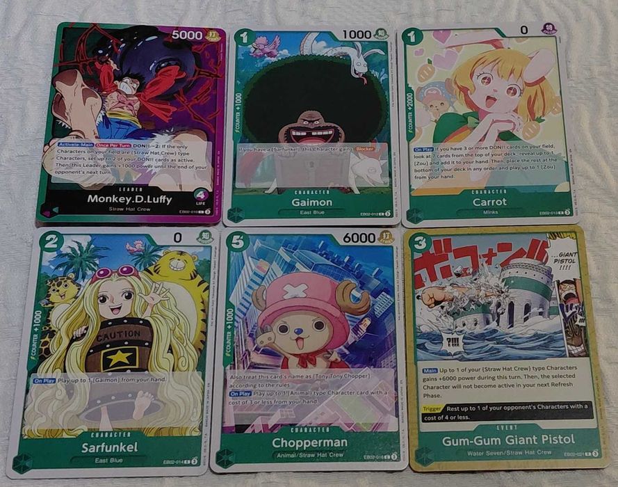 lote de 34 cartas one piece tcg eb02