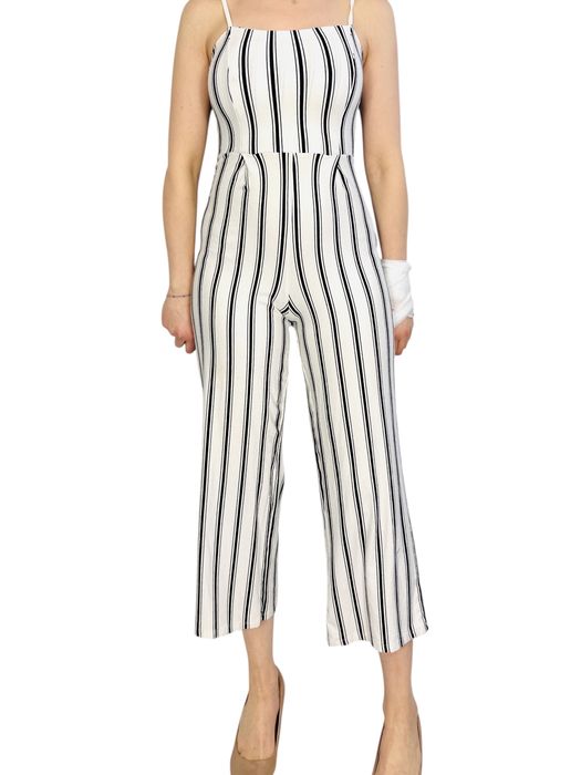 Ecru kombinezon w pionowe paski XS 34