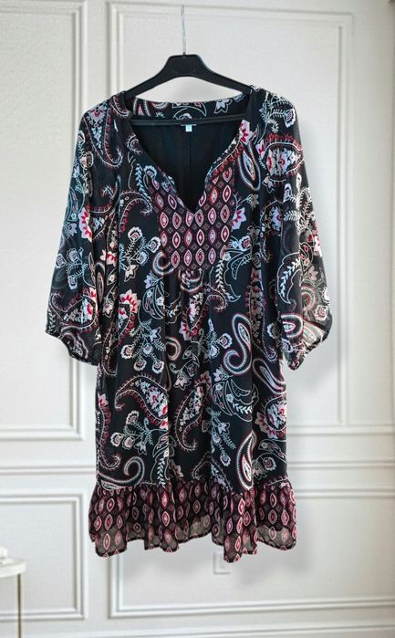 Papaya Luźna Wzorzysta Casualowa Sukienka Oversize