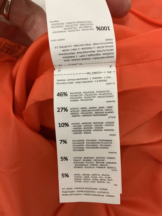 Spodnica pomaranczowa krotka mini z rozcieciem grubszy splot 32