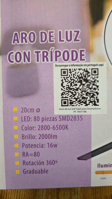 Aro de luz para selfies