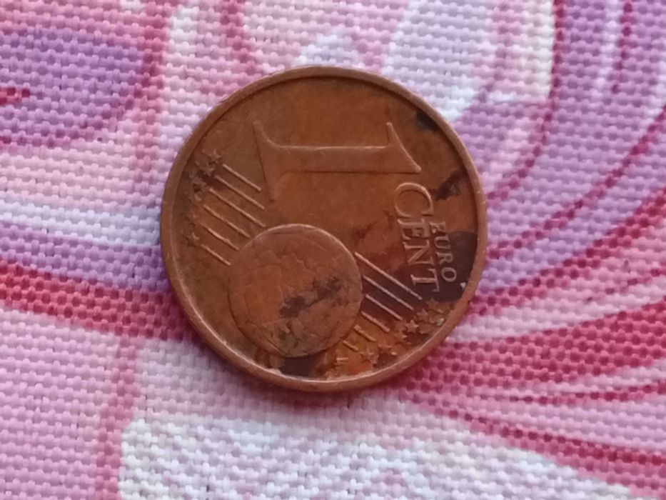 Moeda de 1 cêntimo da Itália com erro de cunhagem