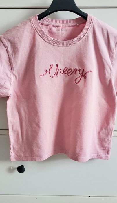 Reserved t-shirt dziewczęcy różowy pudrowy róż 152 158