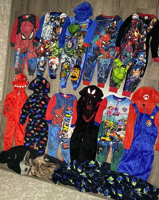 Теплі піжами кігурамі Спайдермен,Марвел,Маріо,Дракоша, Щенячий патруль