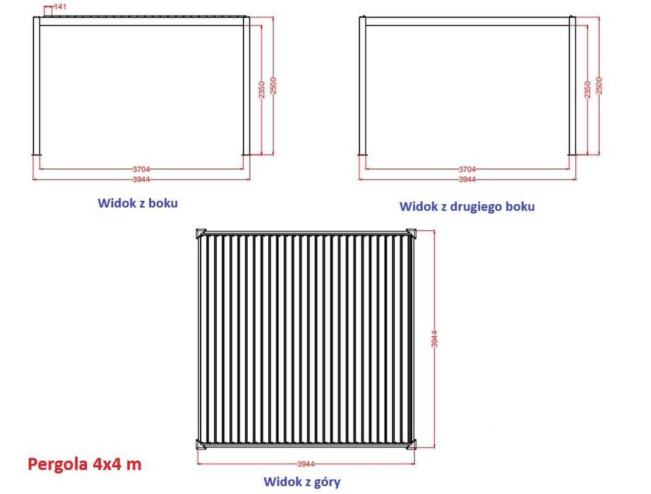 Pergola aluminiowa 100%, wzmocniona antracytowa