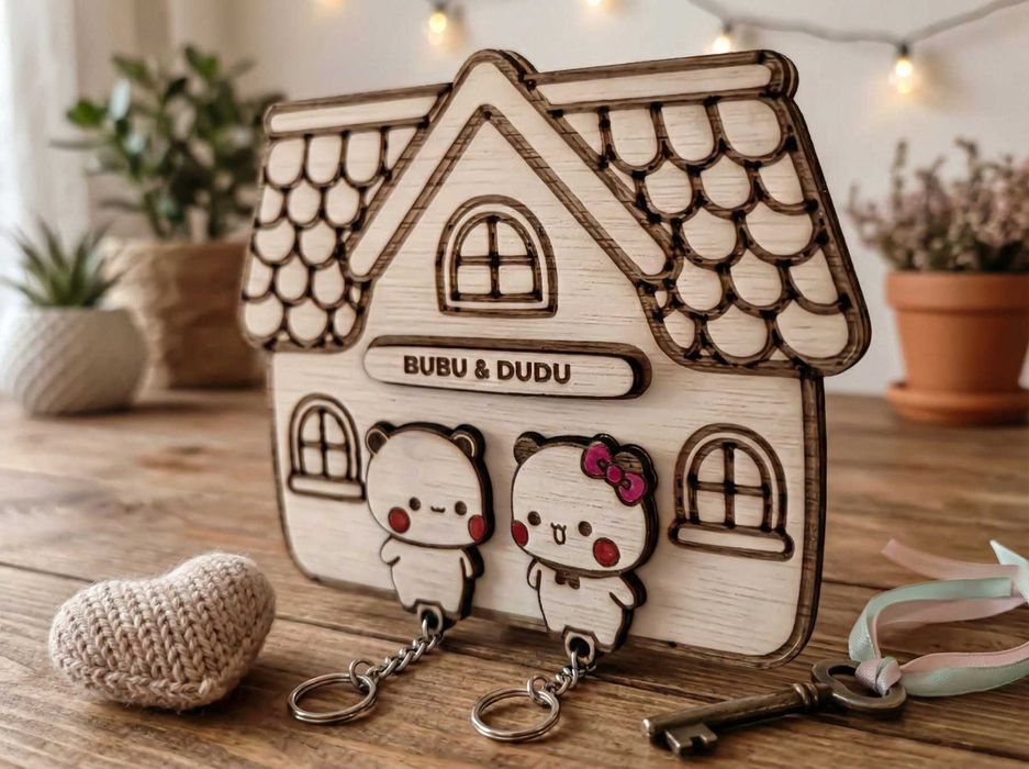 Bubu Dudu - Personalizowany wieszak na klucze, keyholder, breloki