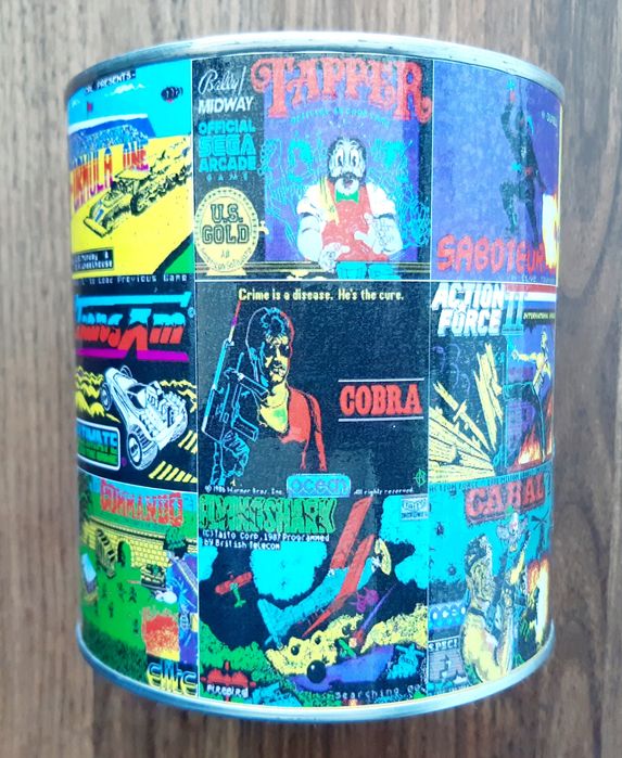 Latas porta lápis e canetas com motivo jogos ZX Spectrum