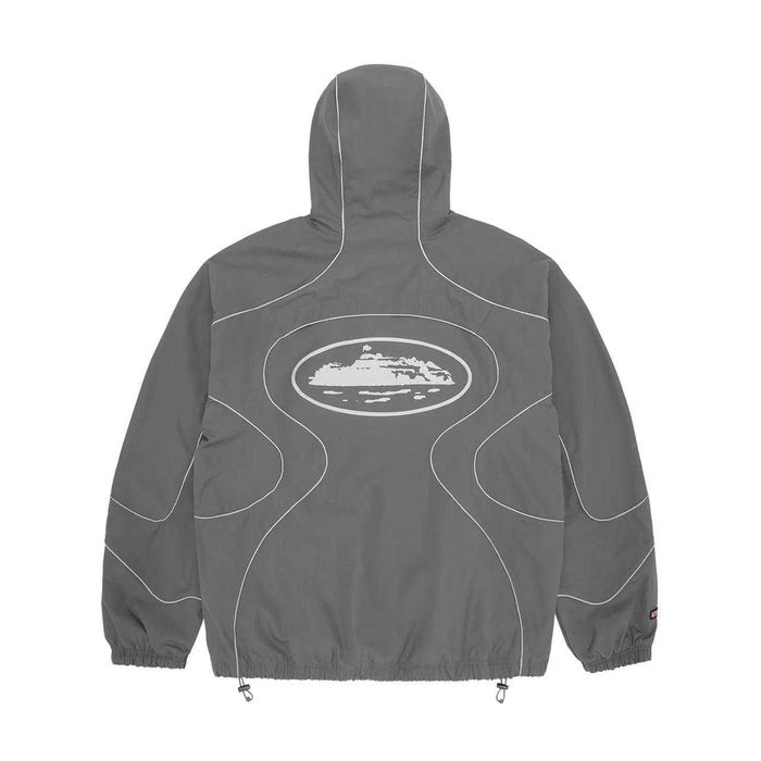 Jaqueta masculina Nike e Corteiz cinza e prata