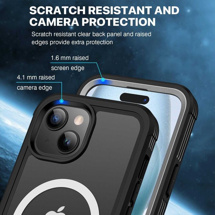 CENHUFO iPhone 15 PLUS pancerne etui magsafe 360 + 2X szkło na aparat