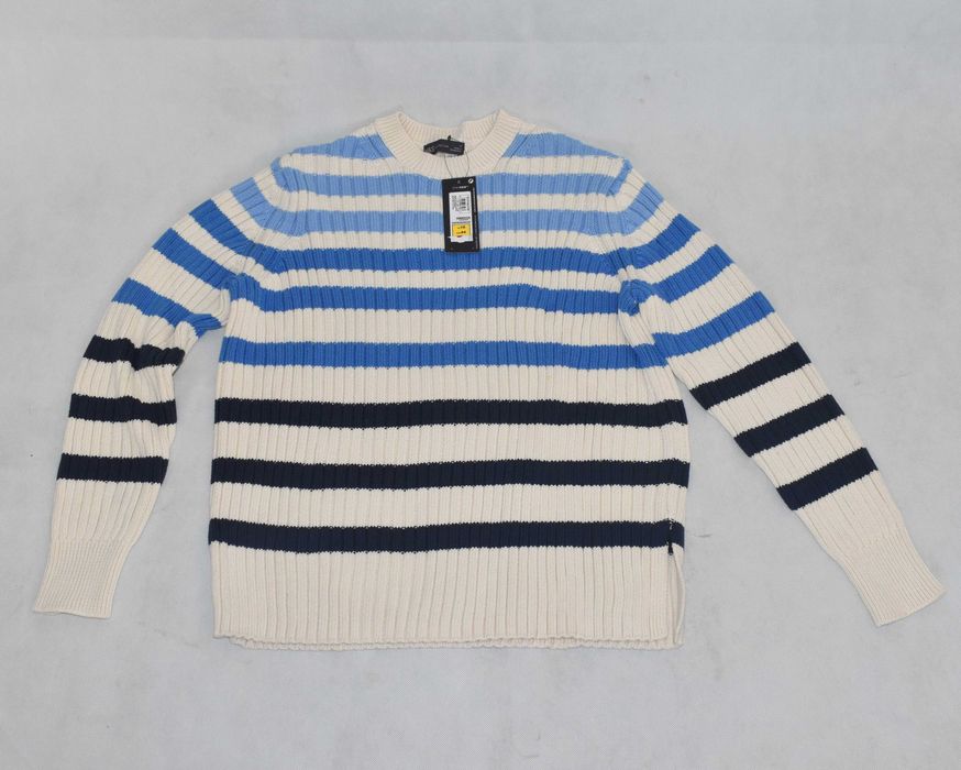 Sweter damski M&S Collection paski biało-niebieski bawełna r.44