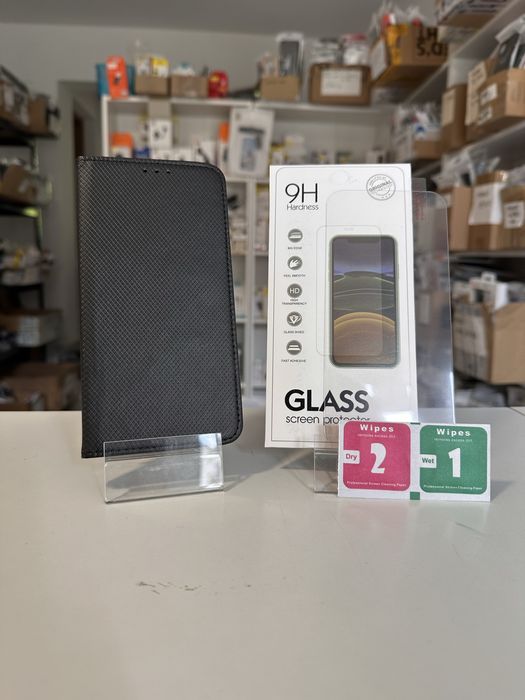 Etui z klapką zamykane czarne + SZKŁO hartowane do REALME 16 PRO