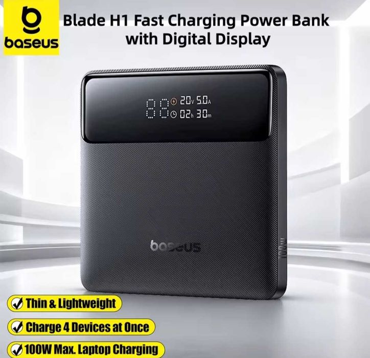 Повербанк Baseus Blade Digital Display 20000mAh 100W для зарядки ноутбуков и планшетов .
