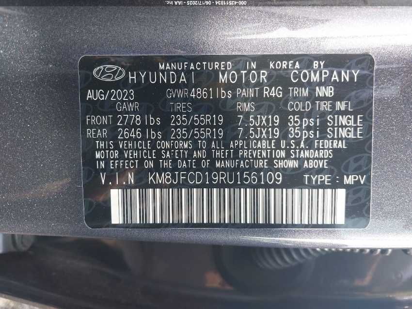 Hyundai Tucson 2023 VIN KM8JFCD19RU156109 фото оголошення 19 з 24