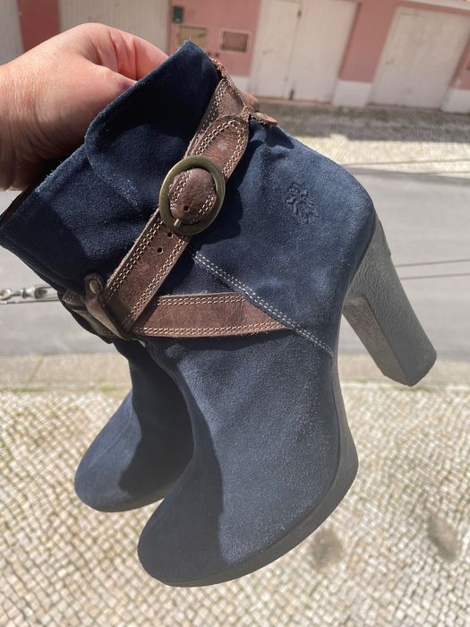 Botins botas Fly London camurça azul 39 mulher