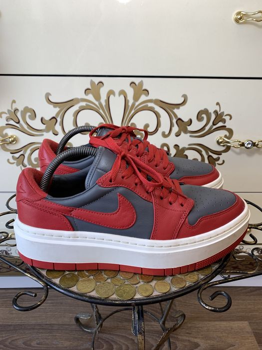 Красные кожаные кеды кроссы кроссовки nike air jordan 1 elevate low 40