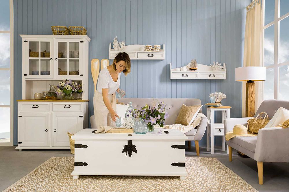 kredens w stylu retro, drewniany, sosnowy od producenta MEBLO-WOSK