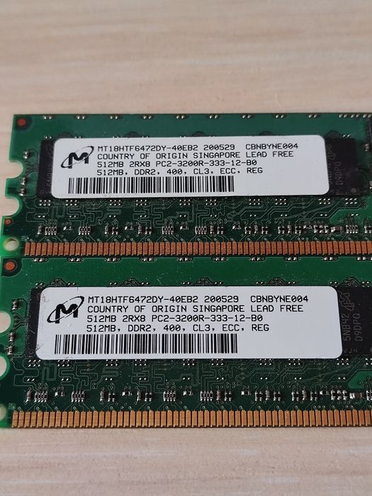 Оперативна пам'ять Micron DDR2 SDRAM  512х2 MT18HTF6472DY-40EB2