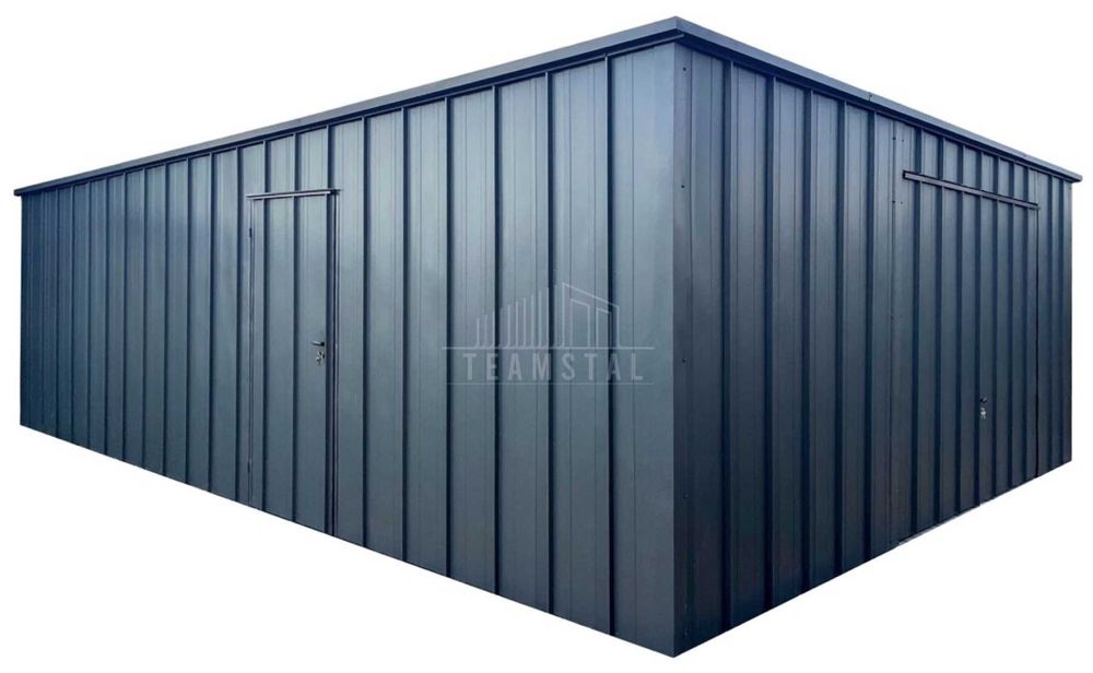 Garaż blaszany 6x8 brama uchylna drzwi blacha na rąbek dach TS1093