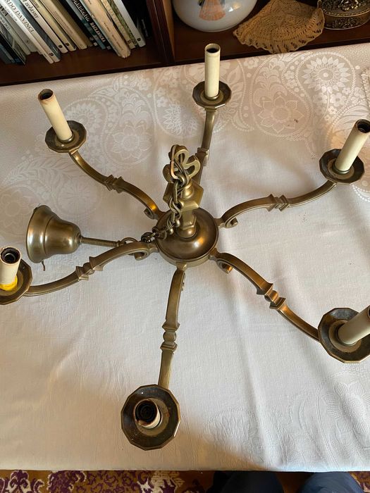 Stary mosiężny żyrandol 6 ramienny