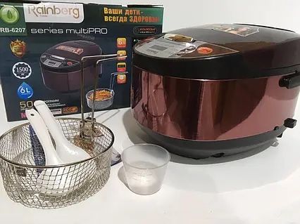 Нова Мультиварка + Фритюрниця Rainberg 6207 / 12 програм / 1500 Вт