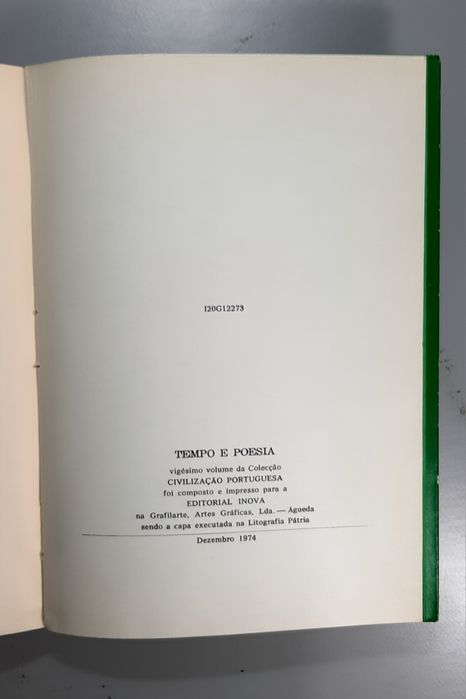 Tempo e Poesia, de Eduardo Lourenço 1ª edição