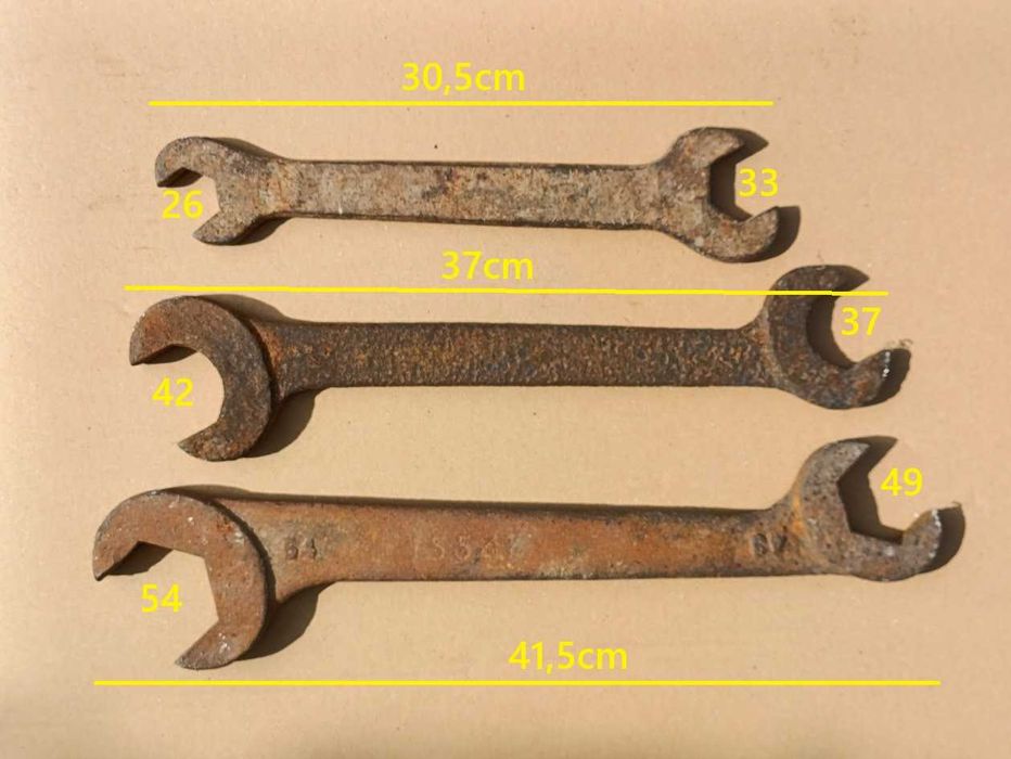 Conjunto de 3 chaves de bocas vintage ferro