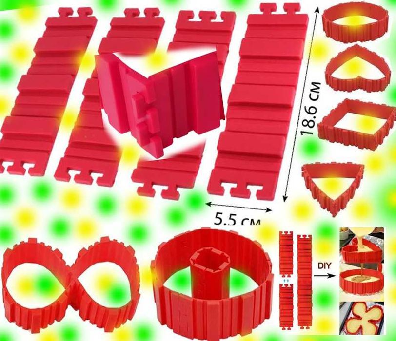 Силиконовая форма плотная для выпечки со складными бортиками разборная