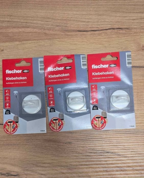 Ganchos Adesivos Fischer – Até 10kg – Sem Furar (Novos)
