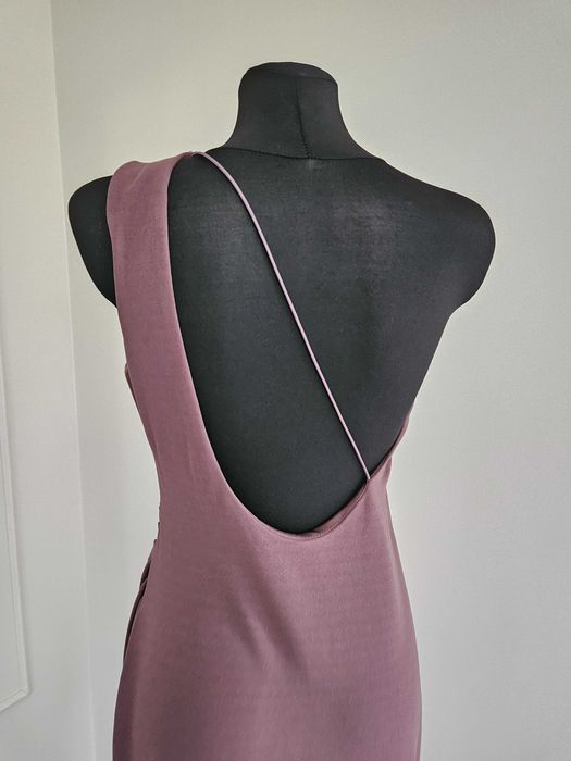 Sukienka maxi z fredzlami na jedno rame asos L 4p