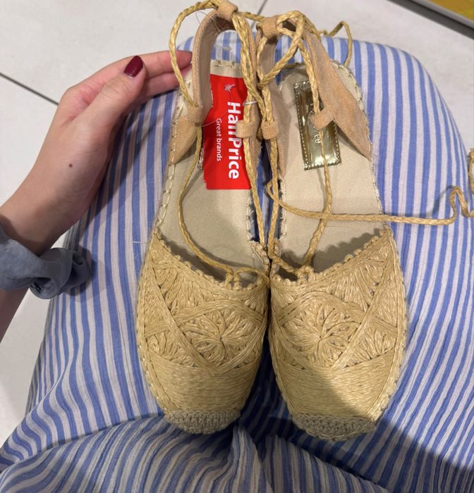 Epsadryle słomiane Deezee wiązane 39 nowe buty na lato